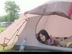 18 yr. Old rubs one out in her tent