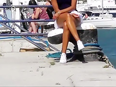 She flashing her creamy pussy in public