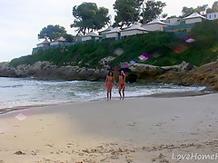 Lucky Guy Bangs Two Exotic Beauties On Beach