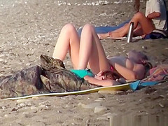 Sleepy topless chick