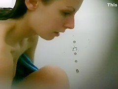 Amazing tits in swimming pool cabin