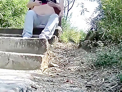 Cinese milf in a public park