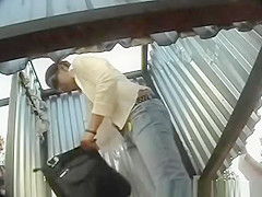 Pretty girl changing into swimsuits