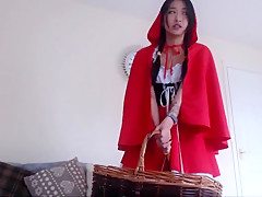 Sexy thai girl in cosplay video as little red riding hood
