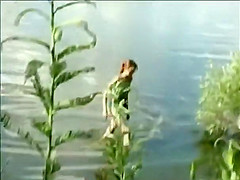Teen girl spied as she swims in a lake