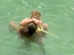 Incredible naked girl takes a swim