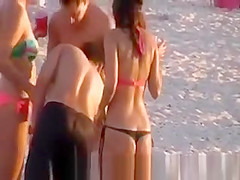 A Hot Chick in a Thong on the Beach