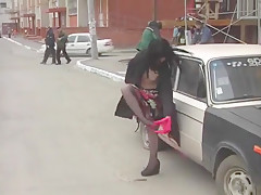 Sexy woman on a construction site