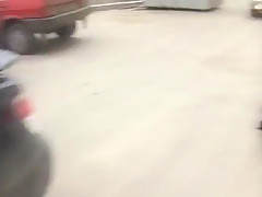 Sexy woman on a construction site