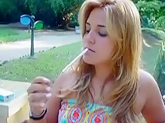Crazy homemade Blonde, Smoking adult scene