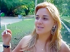 Crazy homemade Blonde, Smoking adult scene