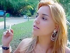 Crazy homemade Blonde, Smoking adult scene