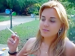Crazy homemade Blonde, Smoking adult scene