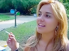 Crazy homemade Blonde, Smoking adult scene