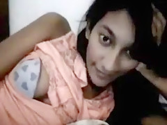 Webcam solo with an Indian chick flashing her tits