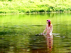 Nude swimming in volga-river