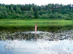 Nude swimming in volga-river