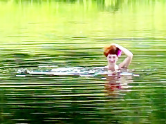 Nude swimming in volga-river