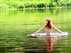 Nude swimming in volga-river