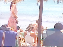 Adorable girls on greek beach