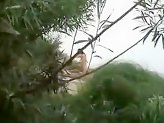 Sexy big tits milf caught cheating outdoor