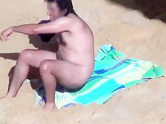 Dark Hair Couple Beach