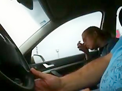 Car blowjob ends with CIM and spitting