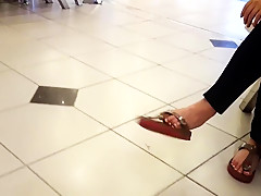 Gf sexy extreme dangling  feet tease public