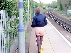 Small titted milf suzy toys herself on train station bridge.