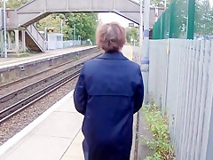 Small titted milf suzy toys herself on train station bridge.
