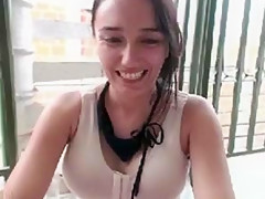 tattooed exhibitionist masturbating on her balcony