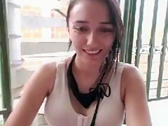 tattooed exhibitionist masturbating on her balcony