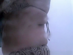 Chubby woman with big tits and hairy pussy spied