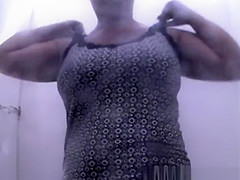 Chubby woman with big tits and hairy pussy spied