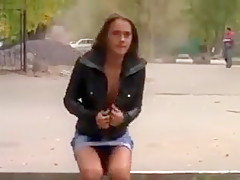 Gorgeous girl flashing in public 3