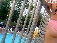 Perfect young ass on the water slide