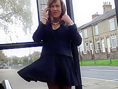 windy stockings upskirt face view