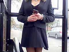 windy stockings upskirt face view