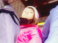 The girl continually looking at dick in the bus