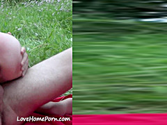 Enjoying a nice picnic with his hot wife