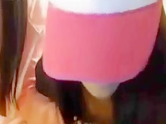 Two girls with a pizza man