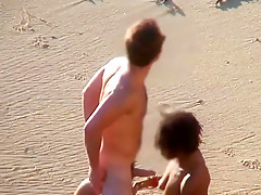 Interracial beach couple