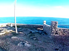 Bunny girl walk   make blowjob on the wild