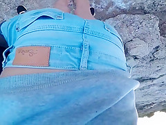 Bunny girl walk   make blowjob on the wild