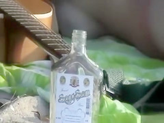 Drunk girl sunbathes completely naked