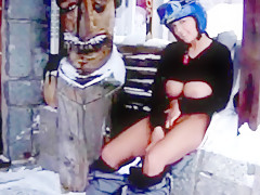 Busty in winter nature