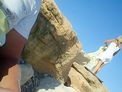 Stroking my stiff sausage next to the curvy blonde