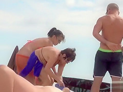 Windy weather on the nudist beach