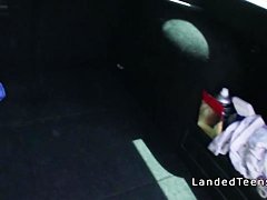 Hungarian teen hitchhiker banging outdoor