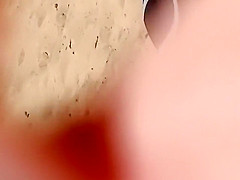 Black see-through panties almost unveiled the entire juicy pussy